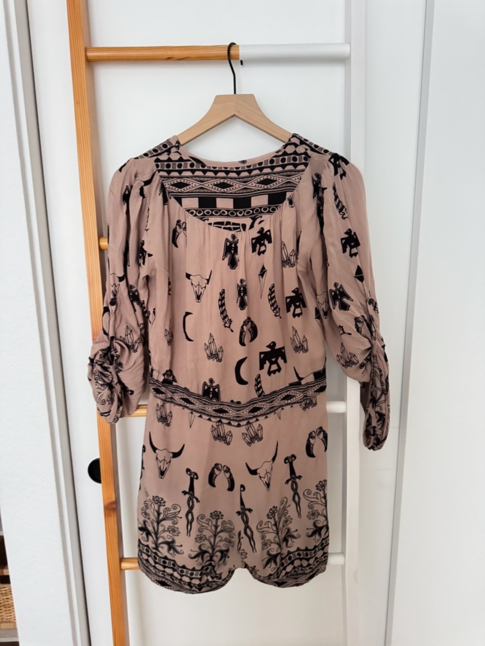 Spell & The Gypsy Tribal Romper Thunderbird Tassel Boho Taupe Brown - Picture 8 of 14